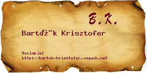Bartók Krisztofer névjegykártya